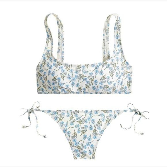 J. Crew Scoopneck String Bikini, Liberty Ros Floral NWT - Picture 2 of 9